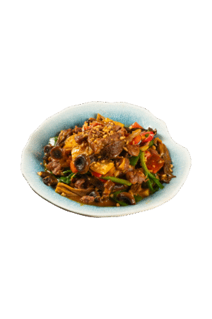 Má đào xào nấm lộc nhung