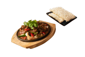 Bò thiết bản tiêu xanh kèm cơm cháy
